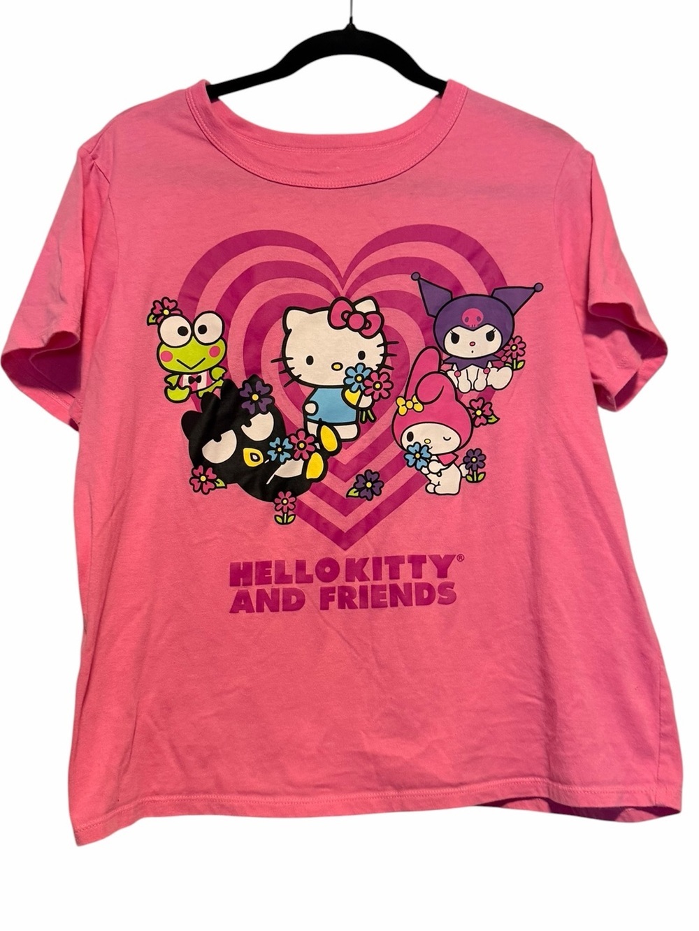 Hello Kitty Pink Heart Graphic Juniors Tee Size Large